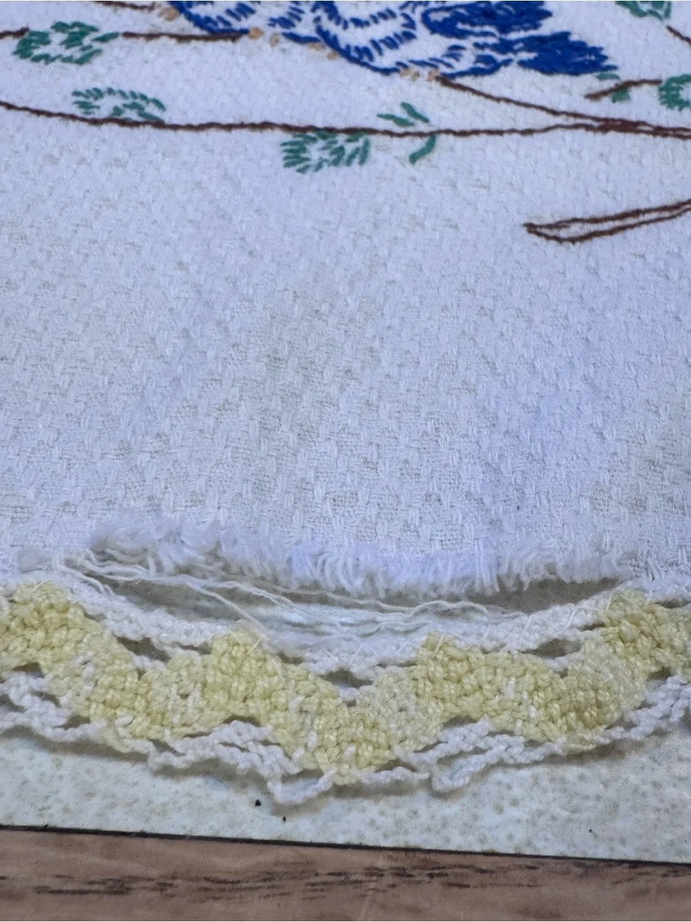 Embroidered Blue Bird of Happiness Table Runner
